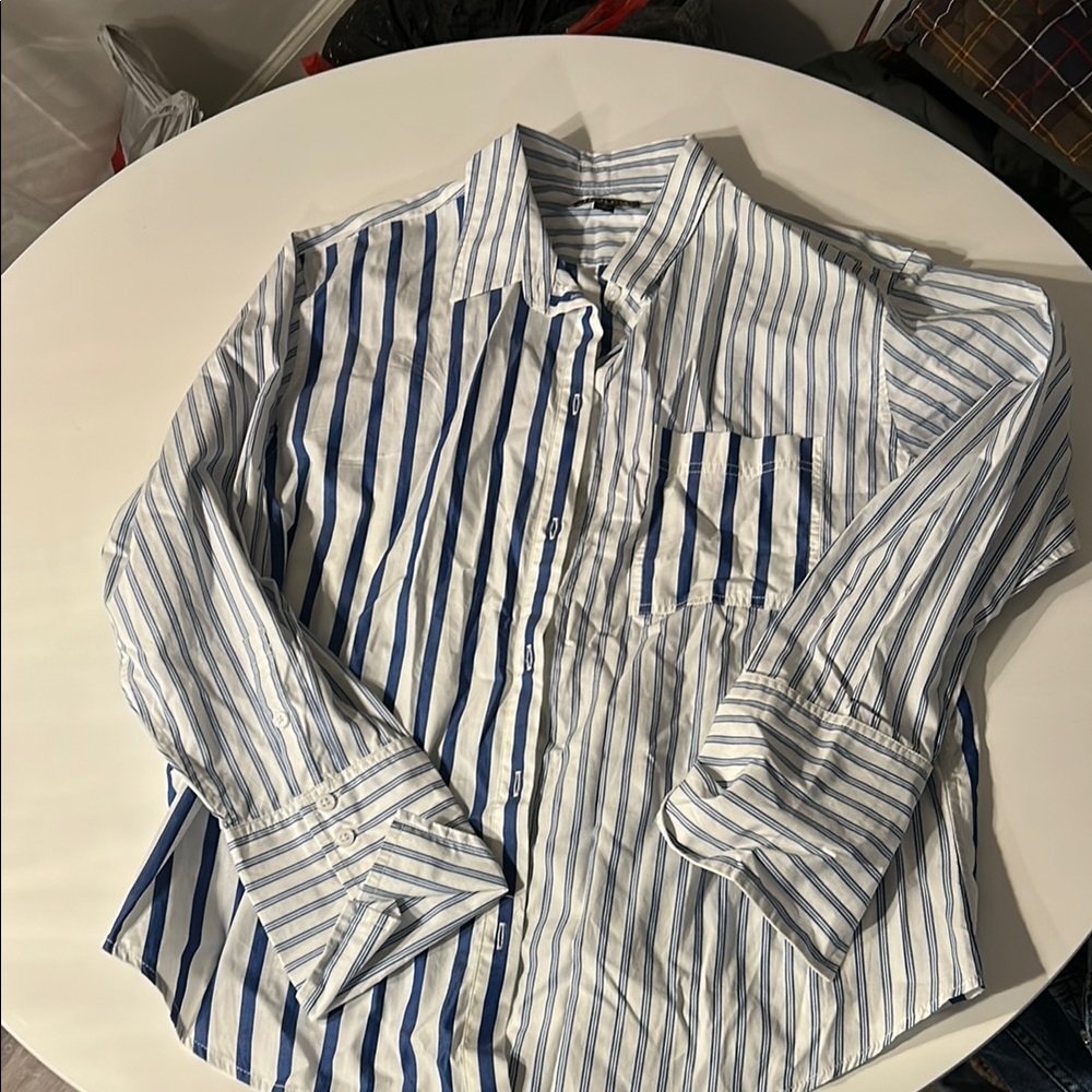Women’s JCrew Blue Striped Button Down Shirt